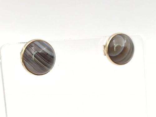 Vintage striped agate studs (9ct gold)