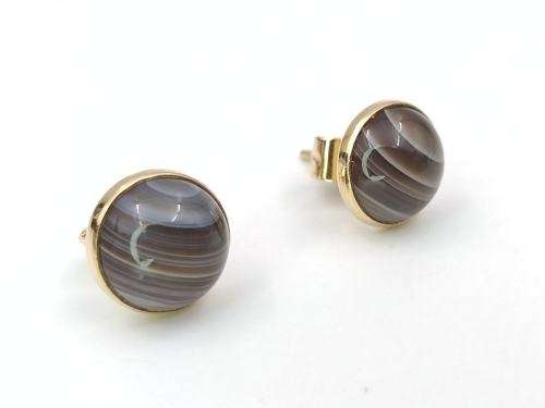 Vintage striped agate studs (9ct gold)