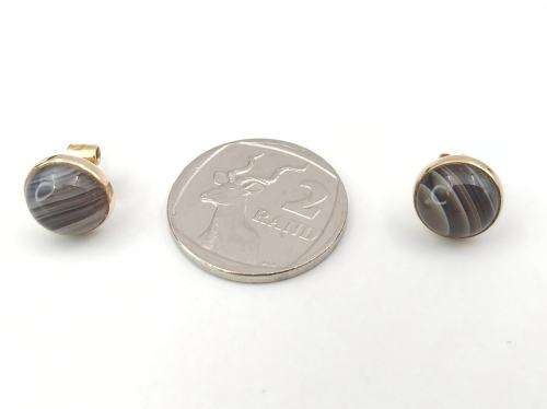 Vintage striped agate studs (9ct gold)