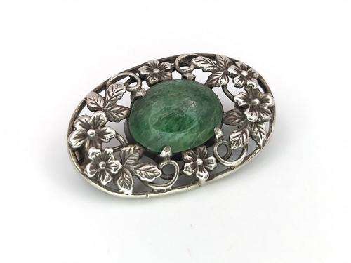 Arts and Crafts sterling silver flower brooch