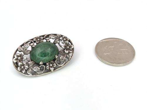 Arts and Crafts sterling silver flower brooch
