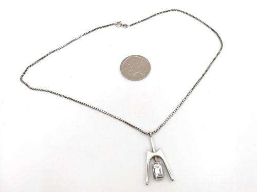 Margaret Richardson sterling silver & rock crystal pendant+chain