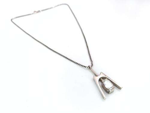 Margaret Richardson sterling silver & rock crystal pendant+chain