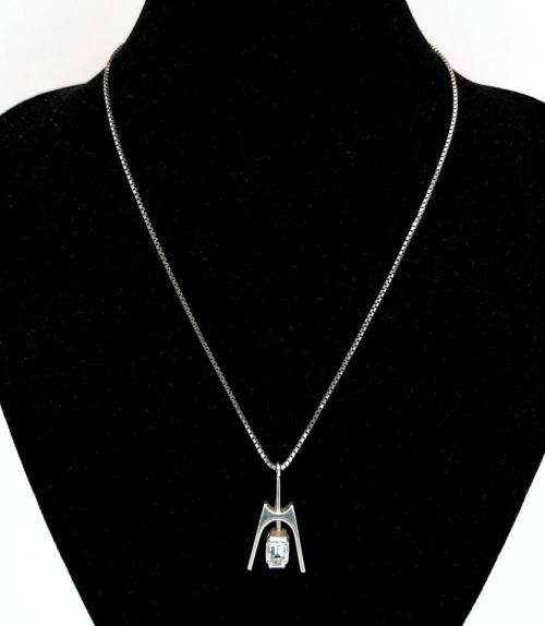 Margaret Richardson sterling silver & rock crystal pendant+chain
