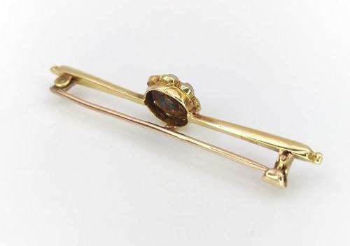 Edwardian 15ct gold sapphire & seed pearl brooch