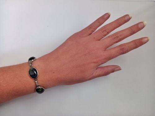Midcentury Modern hawk`s eye bracelet