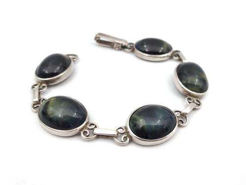 Midcentury Modern hawk`s eye bracelet