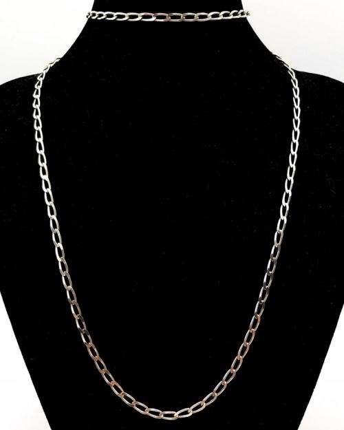 Extra long sterling silver flat link chain