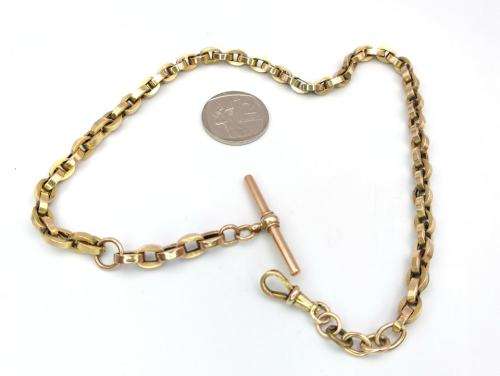 Victorian 9ct gold fob chain necklace