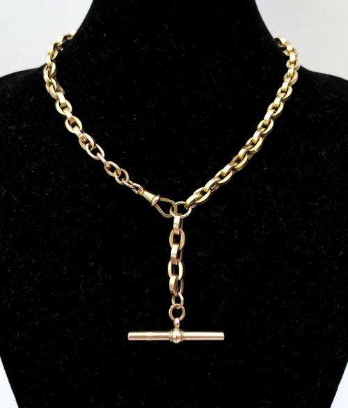 Victorian 9ct gold fob chain necklace