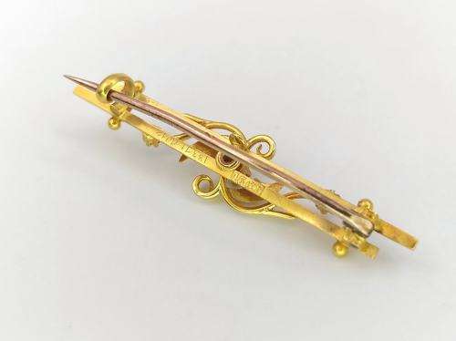 Edwardian diamond & ruby brooch (15ct yellow gold)