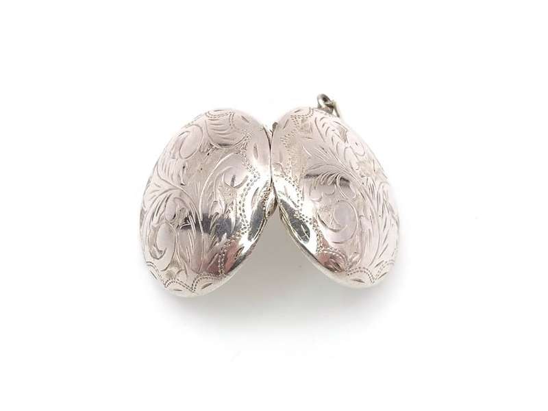 Sterling silver engraved round photo locket