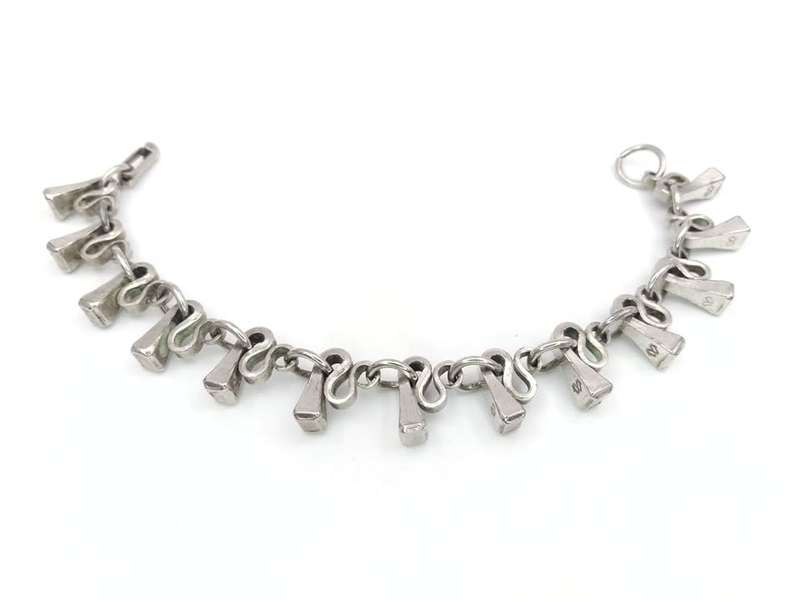 Vintage silver plated horseshoe nail bracelet
