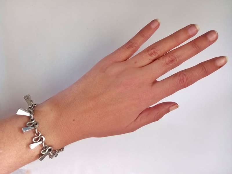 Vintage silver plated horseshoe nail bracelet
