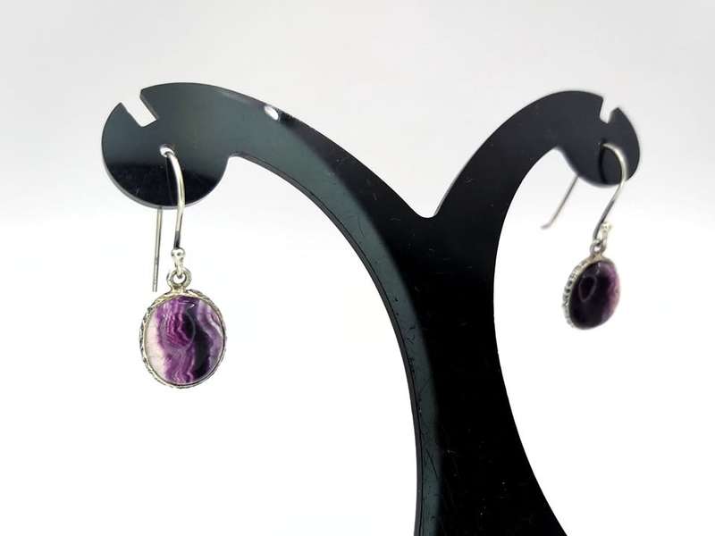 *Rare stone* vintage sterling silver blue john stone earrings