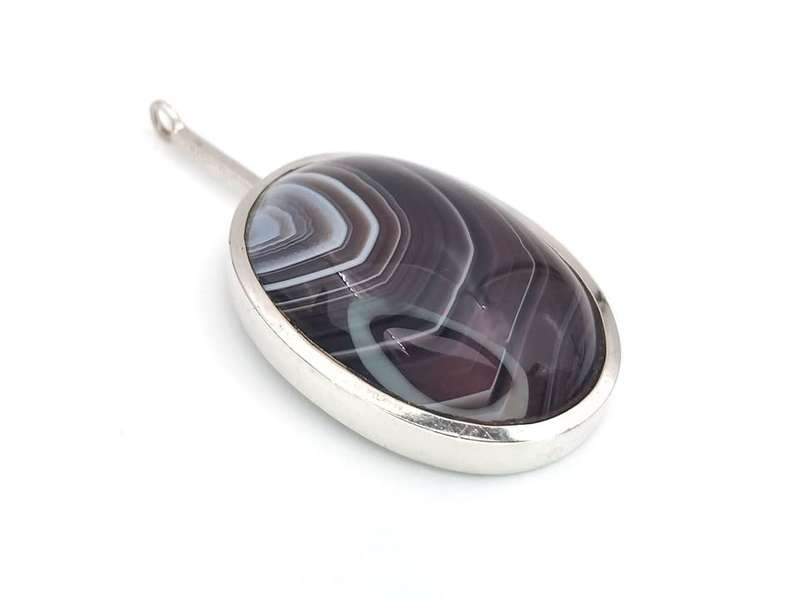 Sterling silver banded agate pendant by South African silversmith George Xanthides