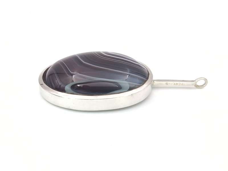 Sterling silver banded agate pendant by South African silversmith George Xanthides