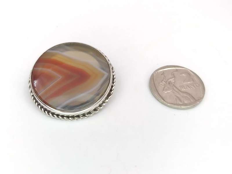 Antique sterling silver carnelian brooch