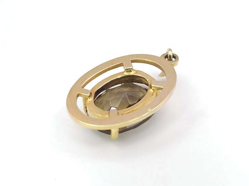 Vintage 9ct gold & brown topaz pendant