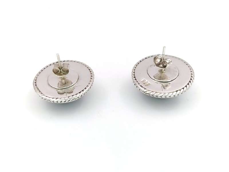 Vintage hawk`s eye studs set in sterling silver