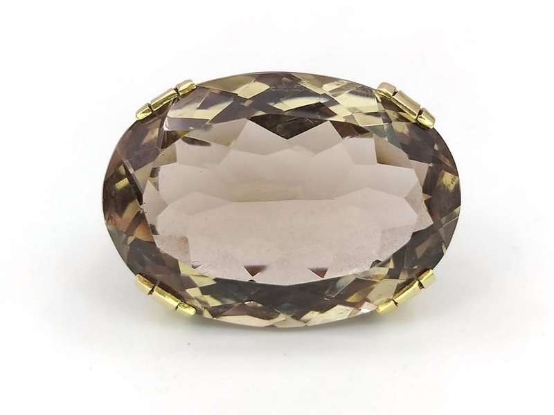 Impressive 9ct gold smoky topaz pendant