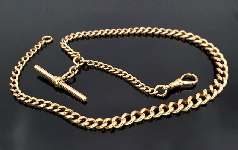 Antique rose gold fob chain