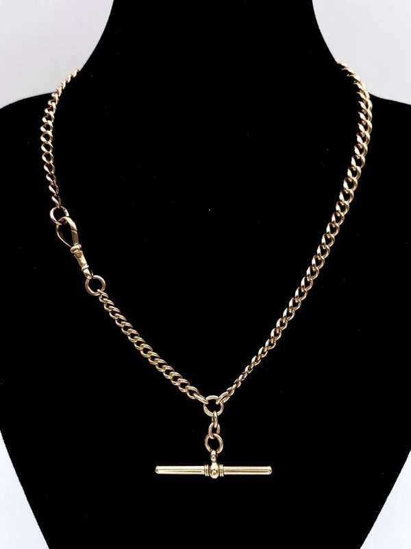 Antique rose gold fob chain