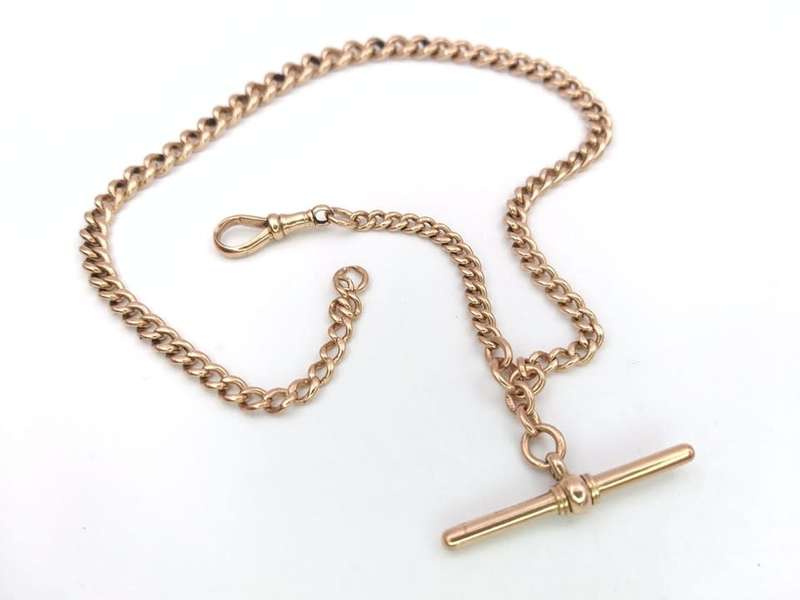 Antique rose gold fob chain