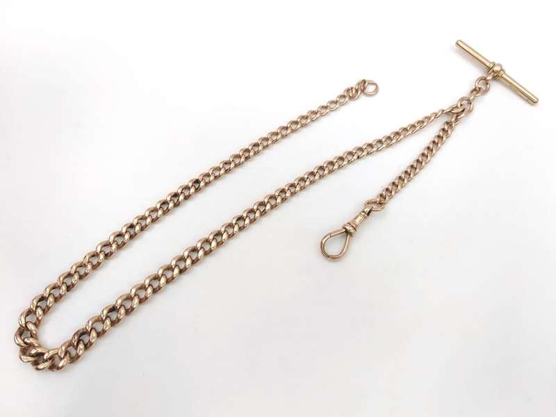 Antique rose gold fob chain