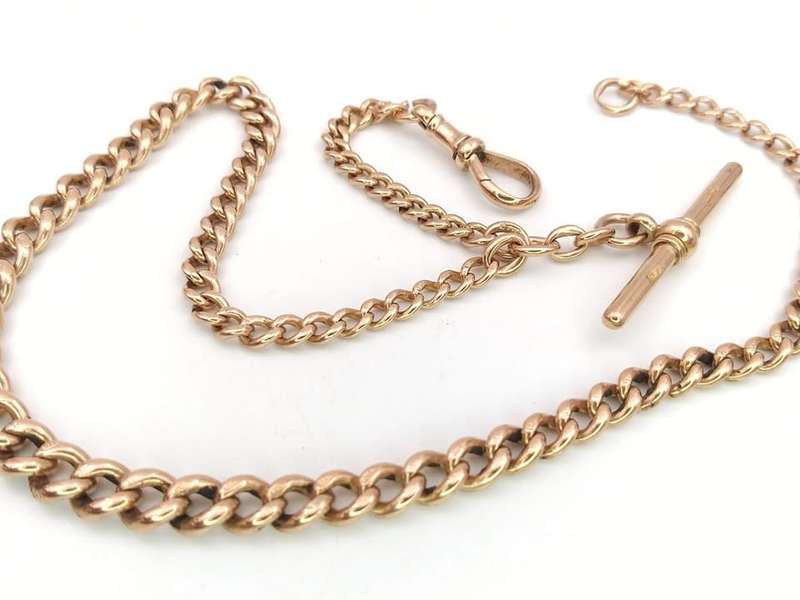 Antique rose gold fob chain
