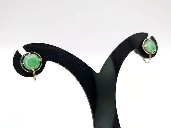 Vintage 14ct gold & green jade earrings