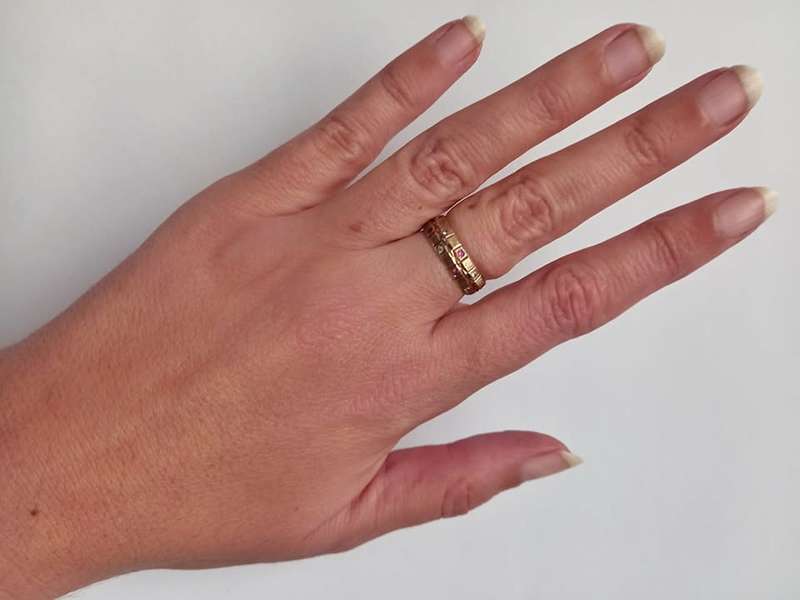 Vintage 9ct gold ruby and diamond wedding band