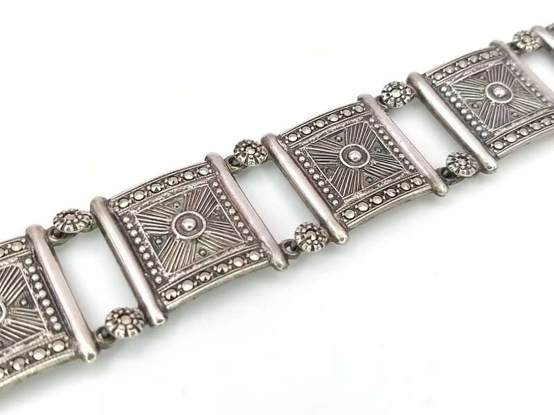 1940s style sterling silver & marcasite bracelet (possibly Marilou)