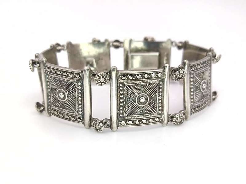 1940s style sterling silver & marcasite bracelet (possibly Marilou)
