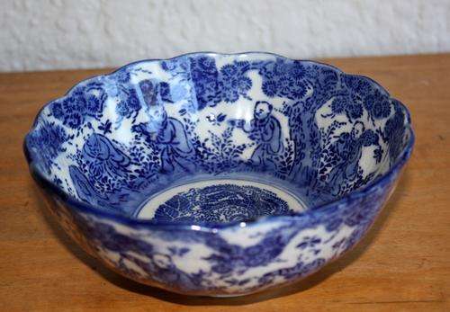 Antique Chinese Qing period porcelain blue bowl