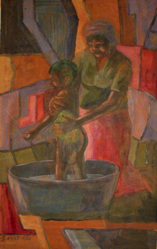 Large oil by well known artist Joe Maphiri
