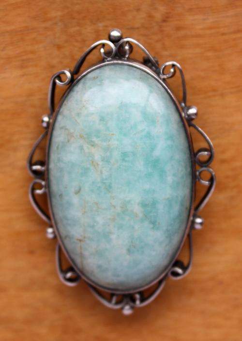 Sterling Silver &  sea green stone pendant