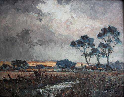 Erich Fleischman(1899-1970) "After the rain" oil on board