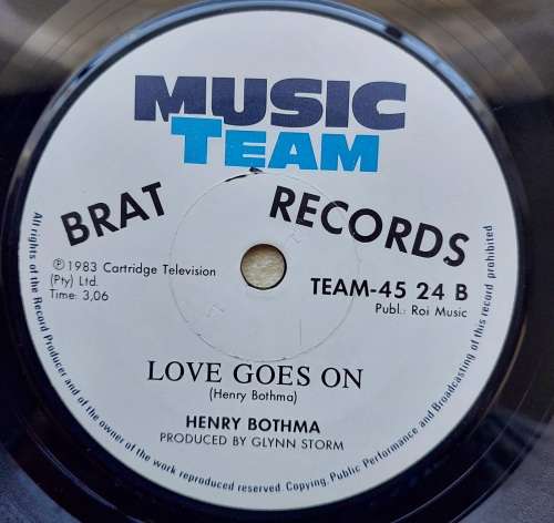 (1970`s/ 80`s RADIO 5 DJ) SABC COPY -  HENRY BOTHMA - HEY NOW I`M IN LOVE / LOVE GOES ON (7`)