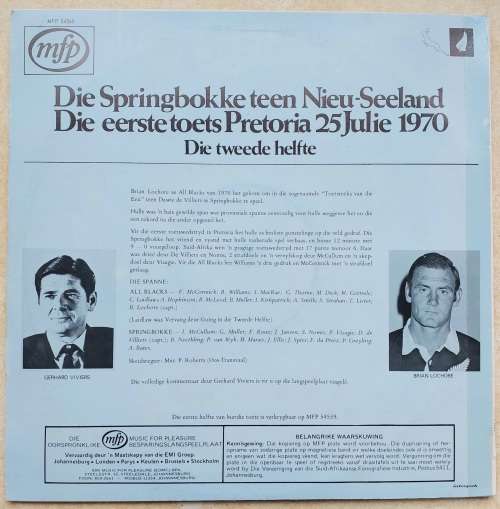 DIE SPRINGBOKKE TEEN NIEU-SEELAND - DIE EERSTE TOETS PRETORIA 25 JULIE 1970 - DIE TWEEDE HELFTE