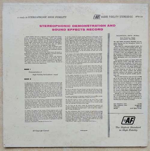 DEMONSTRATION AND SOUND EFFECTS RECORD - AUDIO FIDELITY STEREODISC (GATEFOLD)