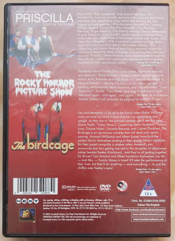 PRISCILLA QUEEN OF THE DESERT / THE ROCKY HORROR PICTURE SHOW / THE BIRDCAGE