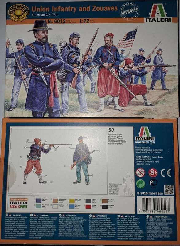Model Trains Union Infantry and Zouaves 1:72 - American Civil War - 50 unpainted figures
