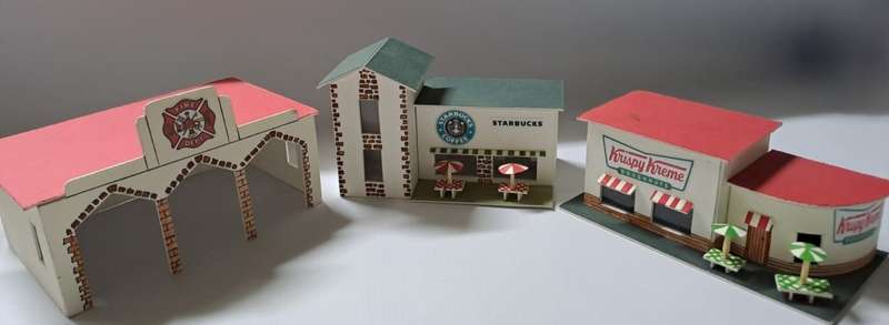 Model Trains HO Buildings 3 x Carton Buildings.