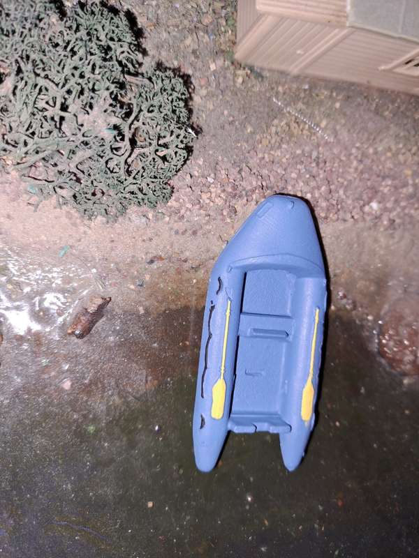 Model Trains HO 1 x Boat Rubber Dinghy Big (L. Blue) - 64mm x 29mm x 7mm