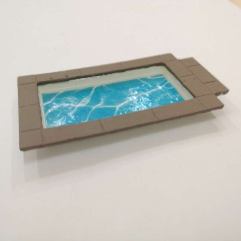 Model Trains HO 1 x Swimming Pool only Big - 78mm x 44mm x 8mm (House not included)