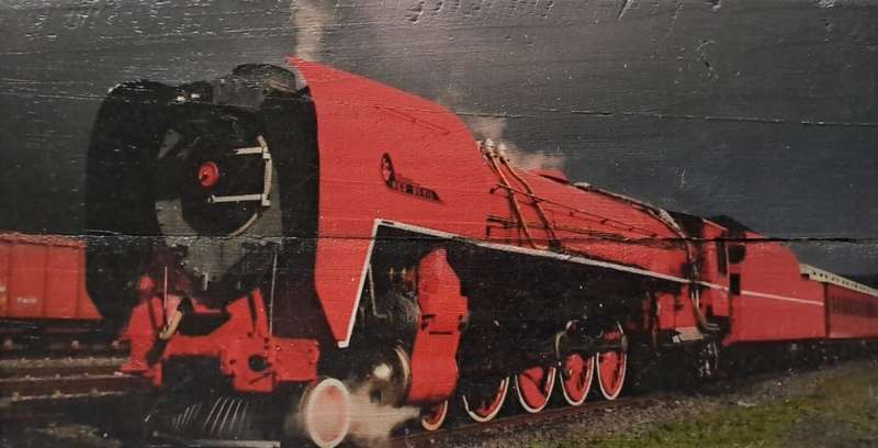 Trains - New Red Devil - Pallet Wood Plaque - Wall Art - UV printed. 375mm x 197mm x 33mm