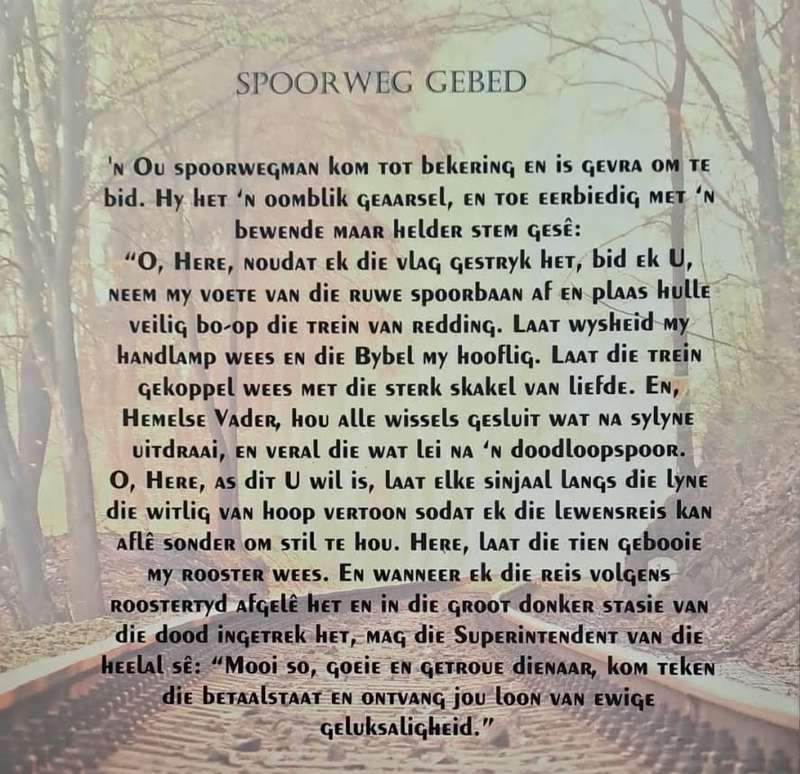 Trains - Spoorweg Gebed - MDF Wood Plaque - Wall Art - UV printed. 370mm x 370mm x 6mm