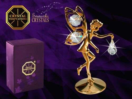 Swarovski crystal figure 24k gold plated Fairy fantasy fairytale sprite