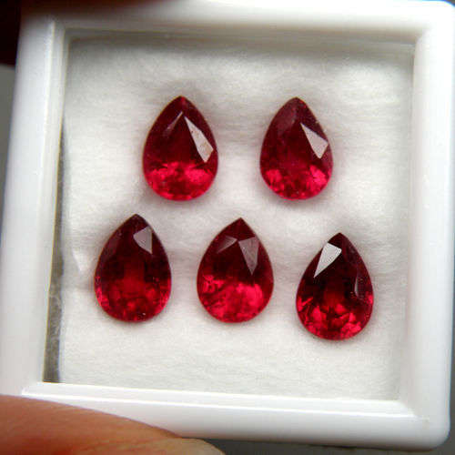 5.25ct Pear 7x5mm 5 pieces AAA+ Top Quality Gemstone Natural Top Blood Red Ruby